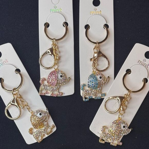 Mint Sparkly Dog Keychain/Purse Charm Pink - Picture 4 of 12